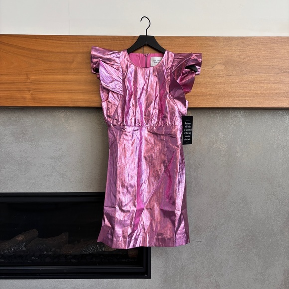 NWT HYACINTH HOUSE Pink Plisse Coolidge Mini Dress, Size XS - Picture 6 of 16